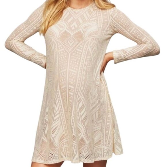 BCBGMaxAzria Lace Long Sleeve Maternity Dress Women's Size XS in Beige Ivory - Picture 1 of 6
